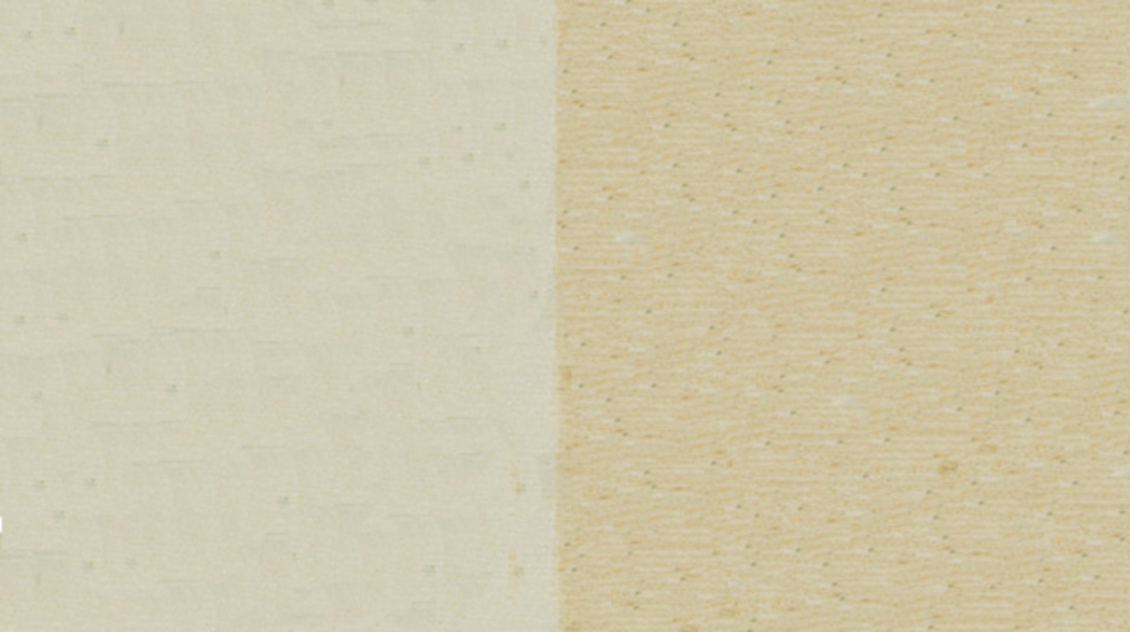  A wall painted beige long ago is showing signs of tannin staining.